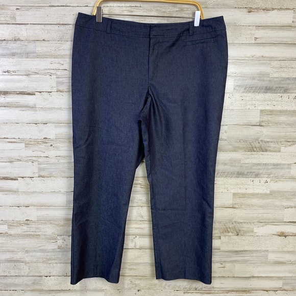 Merona Pants - Merona Pants Women 16 Navy Blue Chambray High Rise Ankle Fit Career Casual